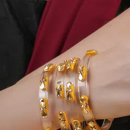 ZULKA Set Of 4 Glass Crystal Studded Bangles image 3