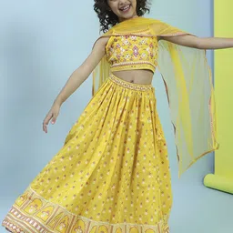 Biba Girls Printed Ready to Wear Lehenga & Blouse With Dupatta-picture-38