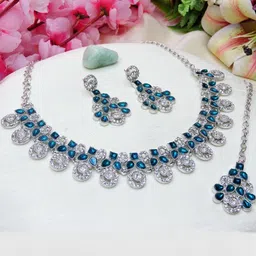 VATSALYA creation Women Turquoise Blue Jewellery Set-image-30