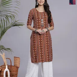 HERE&NOW Selection of 2 Ethnic Motifs Printed Round Neck Straight Kurta-23