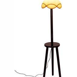 Devansh Brown & White Wooden Floor Lamp-image-48