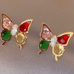 AKISON JEWELS Gold-Plated Crystals Studs-image-89