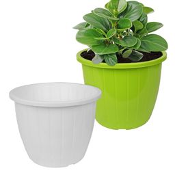 Kuber Industries 2-Pcs White & Green Striped Flower Pots-32