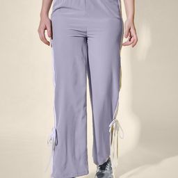 QIOA Women Side Stripes & Ankle Tie Detail Relaxed-Fit Track Pant-image-0