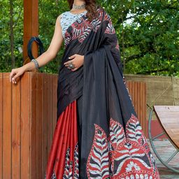 Munir Women Floral Printed Pure Cotton Designer Bagru Saree-image-44