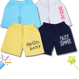 WORTON FASHION Kids Pack of 4 Typography Printed Shorts-picture-19