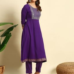V.S.Creation Women Ethnic Motifs Embroidered Empire Sequinned Kurta with Trousers & With Dupatta-picture-2