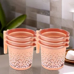 Kuber Industries Beige 6 Piece Geometric Multi-Functional Bathroom Mug- 1.5 ltr-12