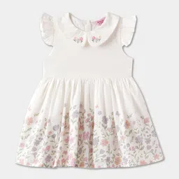 R&B Floral Print Flutter Sleeve Fit & Flare Dress-2