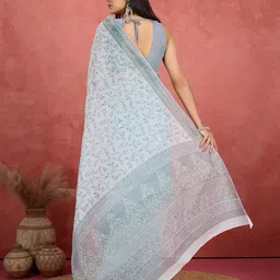 Jevi Prints Floral Pure Cotton Block Print Saree image 3