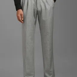 Louis Philippe Men Regular Fit Textured Pleated Formal Trousers-image-37