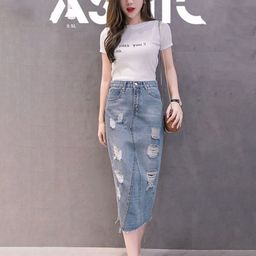 StyleCast Solid Distressed A-Line Midi Skirts-picture-14