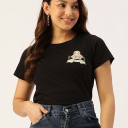 DressBerry Women Printed Pure Cotton T-shirt-image-40