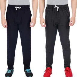 Pack of 2 Men Solid Dark Blue, Grey Track Pants-image-28