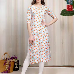 HERE&NOW Selection Of 3 Floral Printed Round Neck Straight Kurtas-image-58