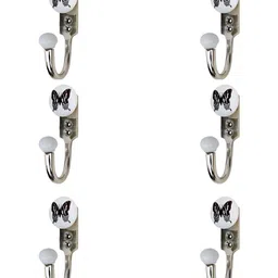 IndianShelf 6 Pcs Ceramic & Zinc Butterfly Cloth Hanger for Wall Coat Hooks-image-91