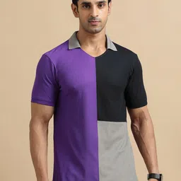 ECOLINE Clothing Men Antimicrobial Colourblocked Polo Collar T-shirt-image-75