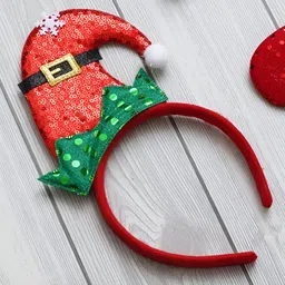 eCraftIndia Red and Green Merry Christmas Santa Claus Cap with Crown Design Headband-image-16