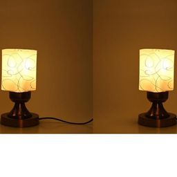 SOMIL Set Of 2 White Textured Glass Rectangle Table Lamp-image-38