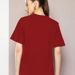 AUSK Women Printed Drop-Shoulder Sleeves Oversized Cotton T-shirt-image-52