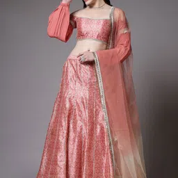 Utsav Fashion Printed Ready to Wear Lehenga & Choli With Dupatta-image-4