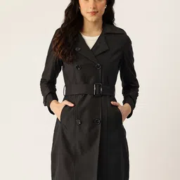 Okane Double Breasted Notched Lapel Belted Longline Overcoat-picture-9