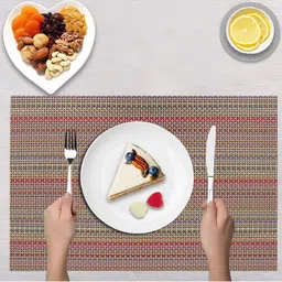 LooMantha 2Pcs Red & Green Striped Rectangle Shape Table Placemats-3