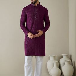 Anouk Men Floral Embroidered Thread Work Kurta-image-25