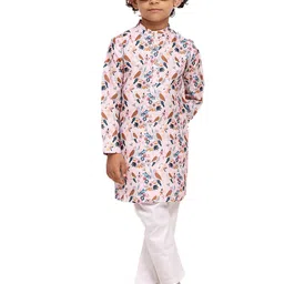 Funny Bones Clothings Boys Ethnic Motifs Printed Regular Linen Kurta with Pyjamas-picture-55