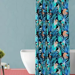ArtzFolio Blue & White Tropical Printed Waterproof Shower Curtain-image-32