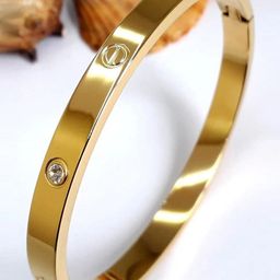 DIVASTRI Gold-Plated Stainless Steel Anti Tarnish Kada Bracelet-10