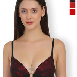 SELFCARE Pack Of 3 Net Half Coverage Lightly Padded Bra image 1