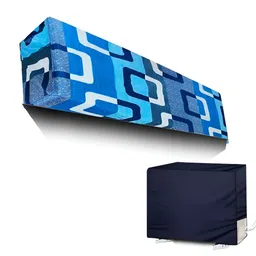 Kalra Magic Set Of 2 Blue Printed Outdoor & Indoor Air Conditioner Cover-17