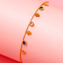 Archies Gold-Plated Artificial Stones Studded Minimalistic Palm Charm Bracelet-26