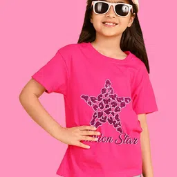 NUSYL Girls Graphic Printed Round Neck Cotton Oversized T-shirt-54