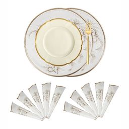 Aura Beige 12 Pieces Mor Pankh-Printed Heat-Resistant Leather Round Table Placemats-24