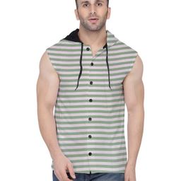 BEYOU FASHION Striped Hooded Sleeveless Regular Fit Casual T-Shirt-picture-43