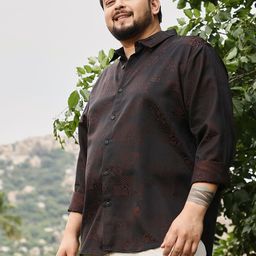 Instafab Plus Men Plus Size Comfort Fit Floral Printed Spread Collar Cotton Casual Shirt-picture-24