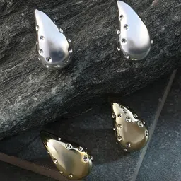 SOHI Set Of 2 Teardrop Shaped Studs Earrings-16