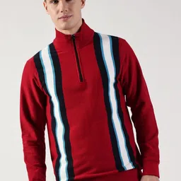Thomas Scott Men Striped Mock Neck Sweatshirt-image-2