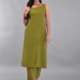 Clothy N Wave Geometric Printed Round Neck Straight Kurta With Trousers-picture-18