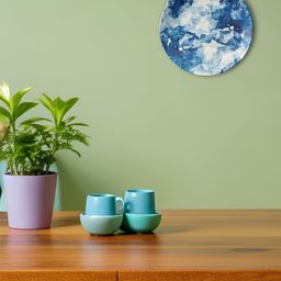 THE QUIRKY HOME Splatters of Blue Blue & White Printed Ceramic Wall Plate-image-26