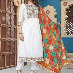 Siya Fashion Floral Yoke Design Pleated Thread Work A-Line Kurta With Trousers & Dupatta-picture-33