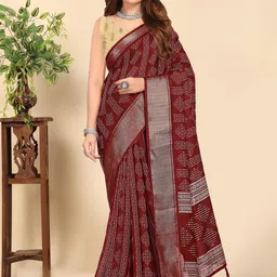 SSHAGUN LIFESTYLE Maroon Printed Bollywood Cotton Silk Saree-picture-43