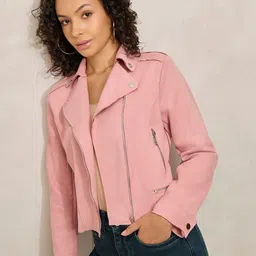 SHOWOFF Women Windcheater Lapel Collar Zipper Biker Jacket-picture-12