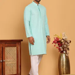 Jompers Men Embroidered Regular Sequinned Kurta with Pyjamas image 3