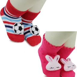 NESKA MODA Kids-Unisex Set Of 2 Ankle Length Cotton Socks-88