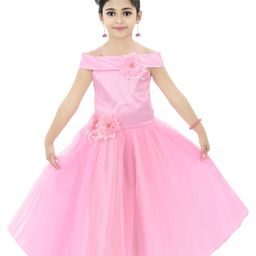 CHANDRIKA Girls Pink Viscose Rayon Dresses-image-35