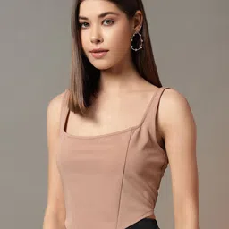 CORSICA Women Solid Square Neck Corset Style Top-image-93