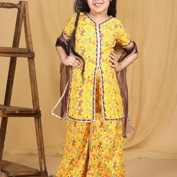 Cutiekins Girls Floral Printed Regular Kurta with Palazzos & With Dupatta-picture-17
